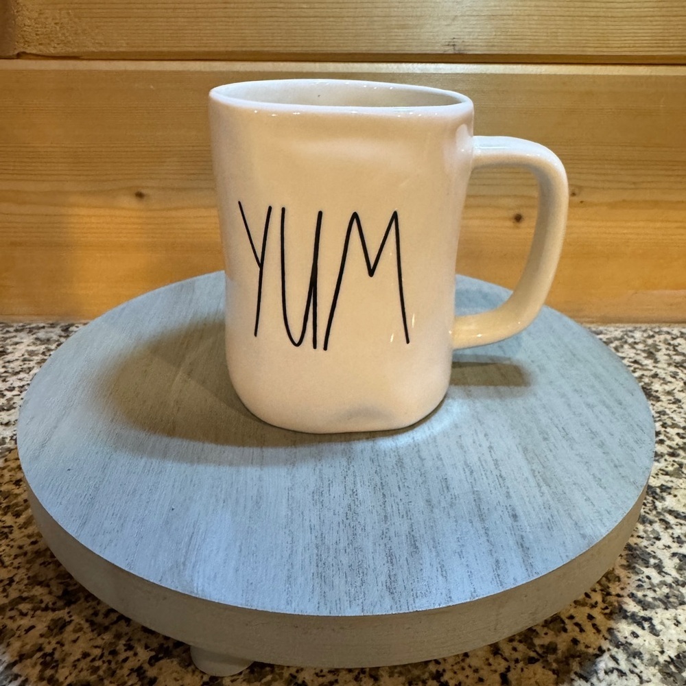 Rae Dunn White Ceramic Mug “YUM”